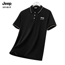 Jeep 吉普 短袖POLO衫男夏季时尚百搭商务打底短袖T恤男8803 黑色XL