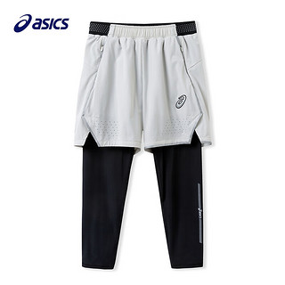 asics/亚瑟士童装2024年夏季运动裤男童假两件裤子 1120浅灰色 120cm