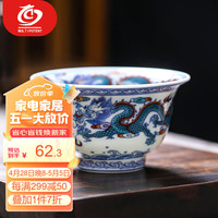 MULTIPOTENT主人杯功夫茶杯手绘陶瓷龙年压手是杯薄胎瓷品茗杯盒