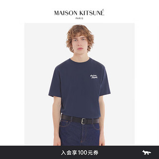 Maison Kitsune 男女同款 SS24春夏手写体系列圆领T恤短袖 P476【藏青色】 M