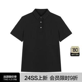 江南布衣（JNBY）24夏polo衫T恤女短袖极简直筒休闲通勤5X4110030 001/本黑 XL