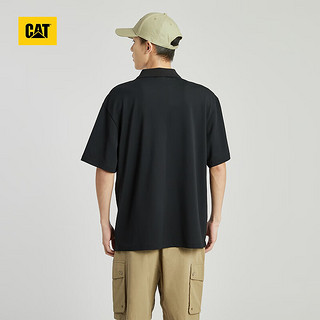 CAT卡特24夏短袖男户外CoolMax科技舒爽UPF40防晒POLO短袖T恤 黑色 2XL