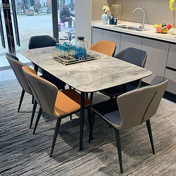 岩板餐桌2024新款轻奢客厅家用简约现代小户型亮光吃饭桌子长方形
