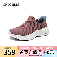 斯凯奇（Skechers）闪穿鞋夏季女子舒适透气一脚蹬休闲运动鞋117508 玫瑰红色/ROS 35