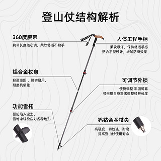 探路者登山杖防滑支撑专业户外徒步爬山装备多功能伸缩款耐磨手杖