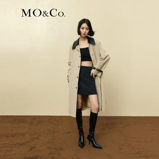 MO&Co.【美拉德】 ROKH设计师联名系列可拆皮领皮袢风衣附腰带 卡其色 M/165