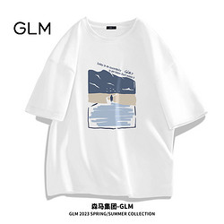 GLM 森马集团GLM男生t恤短袖夏季潮牌ins港风宽松纯棉大码宽松体恤衫