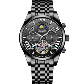 冠琴手表男士时尚镂空飞轮机械表全自动多功能商务品牌国表高端男腕表