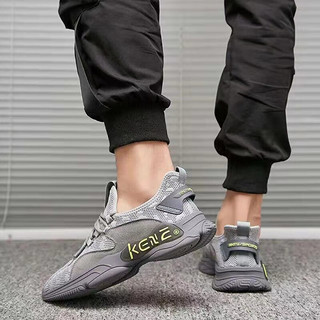 Tasidi-G新款网鞋百搭日常运动春夏透气跑鞋飞织软底运动鞋 K3-灰色. 40
