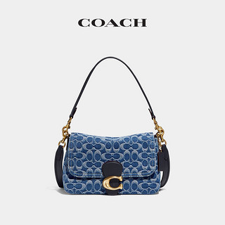 COACH 蔻驰 SOFT TABBY经典标志丹宁布牛仔单肩包斜挎包女包 B4/靛蓝色 午夜蓝色