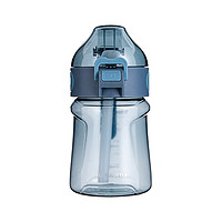 Diller 便携吸管塑料杯运动水杯美国Tritan 带刻度杯子成人孕妇儿童户外健身便携锁扣防漏杯子 400ML灰蓝