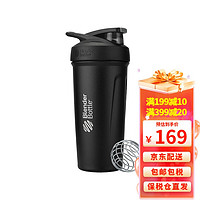 BlenderBottle Blender Bottle Strada蛋白粉不锈钢摇摇杯搅拌球便携运动水杯水壶奶昔杯 24oz不锈钢-极夜黑