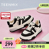 TEENMIX 天美意 鞋子女商场同款厚底百搭休闲鞋女板鞋2024春 黑色 39