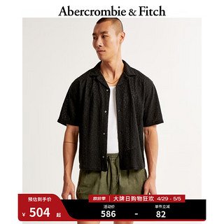 Abercrombie & Fitch 男装 24春夏时尚复古短款美式风衬衫KI125-4093 黑色 L (180/108A)