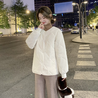 菱格轻薄羽绒服女短款2022年冬季保暖内胆薄款小个子无领外套