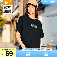 361° 361运动t恤女2024夏季新款宽松休闲短袖上衣速干薄款透气纯色短T