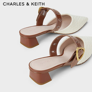 CHARLES&KEITH24夏一字带尖头粗跟穆勒拖凉鞋女CK1-60580278 Multi综合色 39