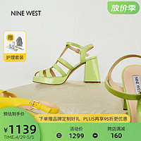 NINE WEST 玖熙 罗马凉鞋女千禧风防水台粗高跟鞋 NN305017FK 浅绿36