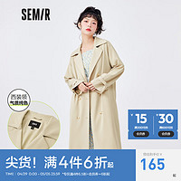 Semir 森马 外套女长款纯色大衣休闲春秋装西装领风衣百搭 驼色5120 160/84A/M