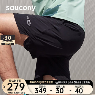 saucony 索康尼 4D运动短裤男4分梭织速干专业跑步透气健身运动下装裤子 正黑色 L(175/84A)