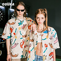 GUUKA 古由卡 度假风沙滩凉感短袖衬衫潮夏威夷衬衣宽松