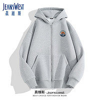 JEANSWEST 真维斯 卫衣男款大码春秋季风景重磅320g拉链开衫男生学生大码夹克外套