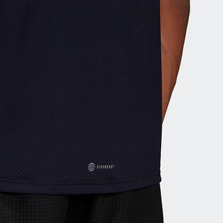 adidas速干跑步运动上衣圆领短袖T恤男装夏季阿迪达斯HB7465 传奇墨水蓝/深银灰 L