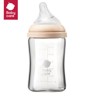 babycare 歪头仿母乳系列婴儿奶瓶宝宝虑泡奶瓶儿童玻璃奶瓶防胀气 乐友 S-砂麦米 160ml