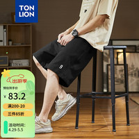 唐狮 TONLION2024男针织脚口发泡印基本宽松休闲短裤TB 黑色 M
