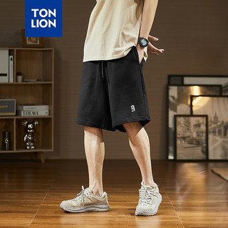唐狮 TONLION2024男针织脚口发泡印基本宽松休闲短裤TB 黑色 M