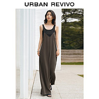 URBAN REVIVO 女士慵懒休闲V领吊带连身裤 UWH840068 咖啡色 S