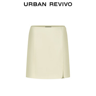 URBAN REVIVO 女士法式休闲通勤纯色短款半裙 UWG540056 米白 XXS