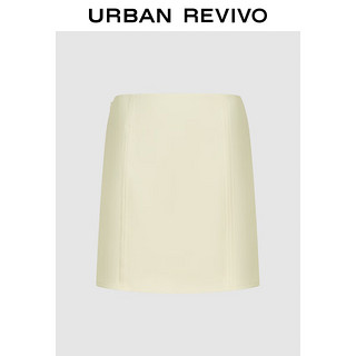 URBAN REVIVO 女士法式休闲通勤纯色短款半裙 UWG540056 米白 XXS