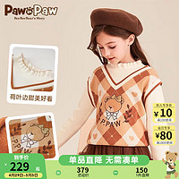 Paw in Paw PawinPaw小熊童装20女童菱格假两件荷叶领针织上衣 Ivory米白色/39 120