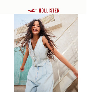 HOLLISTER24春夏辣妹风V领浅色水洗牛仔马甲 女 358508-1 浅色水洗 S (165/88A)