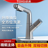 百亿补贴：TOYO统用枪灰抽拉式水龙头升降旋转家用冷热洗手盆面盆龙头洗脸盆