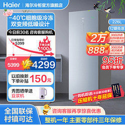 Haier 海尔 226升风冷无霜立式冰柜家用零下40度冷冻冷藏冰箱