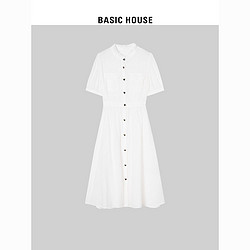 BASICHOUSE 百家好 Basic House/百家好气质通勤连衣裙2024夏季新款皮带收腰立领裙子