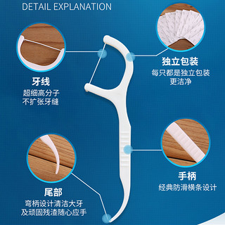 宜齿洁 单支独立装一次性剔牙签超细家庭装袋装牙线棒 4袋600支 【单支独立装】150支x2袋共300支