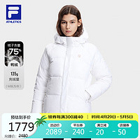 FILA 斐乐 官方女士羽绒服2023冬季简约基础健身运动连帽上衣鸭绒