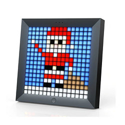 DIVOOM 点音 Pixoo像素艺术数码相框16x16 LED显示APP控制酷炫动画框架墙壁桌面支架 黑色 适用于游戏室和床头柜