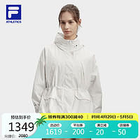 FILA 斐乐 官方女士梭织外套2024春简约宽松户外运动连帽风衣