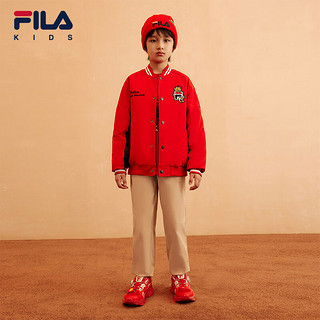 FILA【新雪丽棉】斐乐龙年2024春新年款中大童男女童两面穿外套潮 传奇红-RD 130