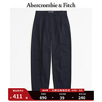 ABERCROMBIE & FITCH女装 24春夏简约时尚通勤挺括棉质锥形九分裤 357495-1 海军蓝 25L