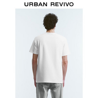 URBAN REVIVO 男士休闲百搭纽扣门襟圆领短袖T恤 UMU440044 本白 XS