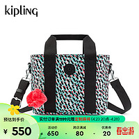 Kipling【母亲节】男女款24中性风包包单肩包斜挎包托特包MINTA 黑绿抽象斑点印花