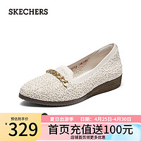 斯凯奇（Skechers）夏季女子时尚法式小香风鞋浅口平底单鞋158803 乳白色/OFWT 39