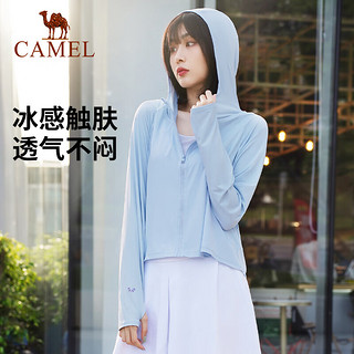 骆驼（CAMEL）户外熊猫针织防晒衣冰丝夏季女透气防紫外线防晒服薄 7C72252006 水波蓝 XXXL