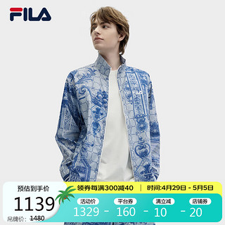 FILA 斐乐 官方男款梭织外套2024春夏时尚长袖满印长款外搭