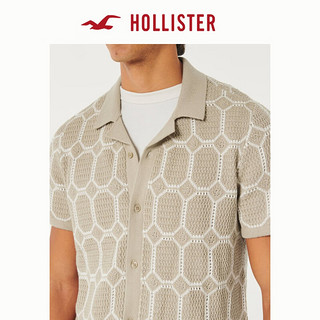 HOLLISTER24春夏美式修身短袖柔软针织衬衫 男 358291-1 棕褐色图案 XXL (185/124A)